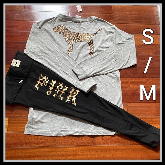 NWT VS PINK S/M LEOPARD SET